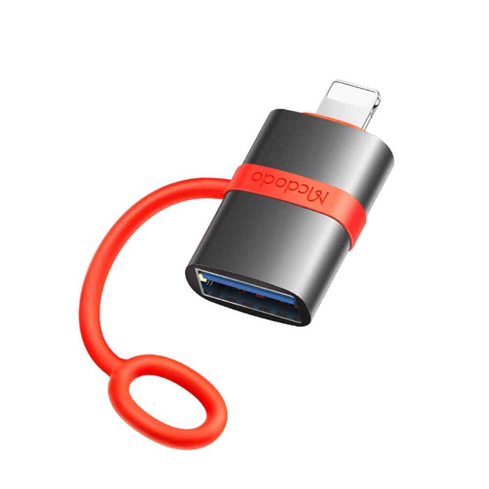 Адаптер от Lightning мъжко към USB-A женско за Apple устройства с Lightning порт - Mcdodo USB-A to Lightning Adapter With Silicone Hook (тъмносив)