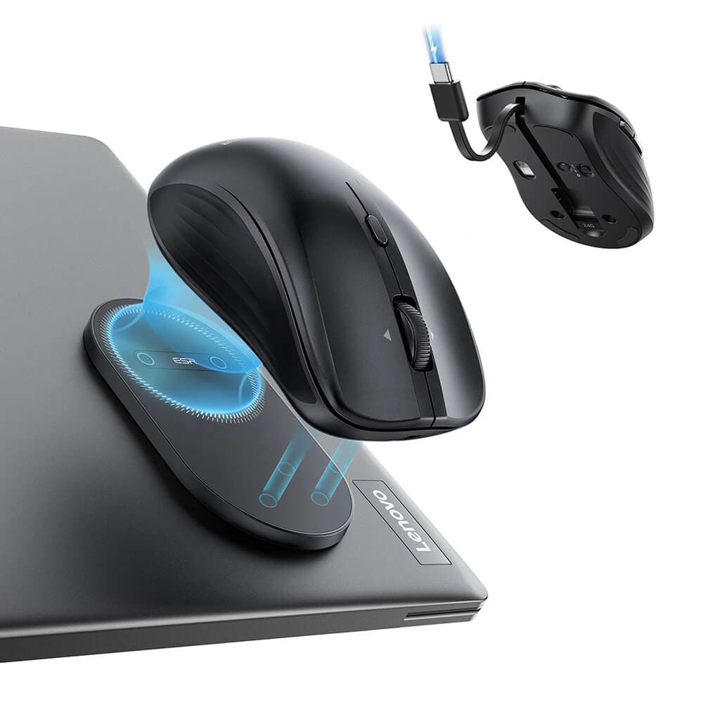 Ергономична безжична мишка с MagSafe поставка (за Mac и PC) - ESR MagMouse MagMouse Snap-to-Carry Bluetooth Wireless Mouse (черен)