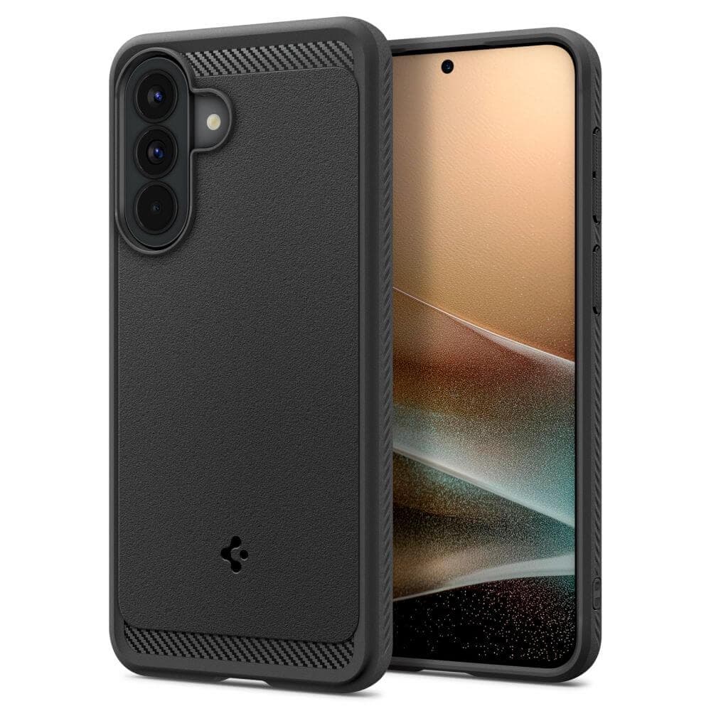 Тънък качествен силиконов (TPU) калъф за Samsung Galaxy A57 5G - Spigen Rugged Armor Case (черен)