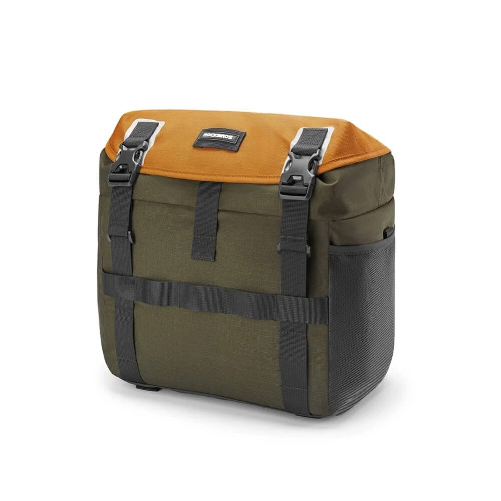 Универсална чанта за кормилото на колело - Rockbros W019 Bicycle Handlebar Bag 13.5-24L (зелен-оранжев)