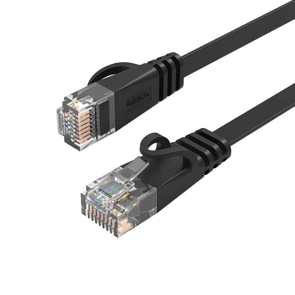 Плосък Gigabit Ethernet RJ45 Cat 6 кабел - Orico Cat6 RJ45 Gigabit Flat Network Cable (8 м) (черен)