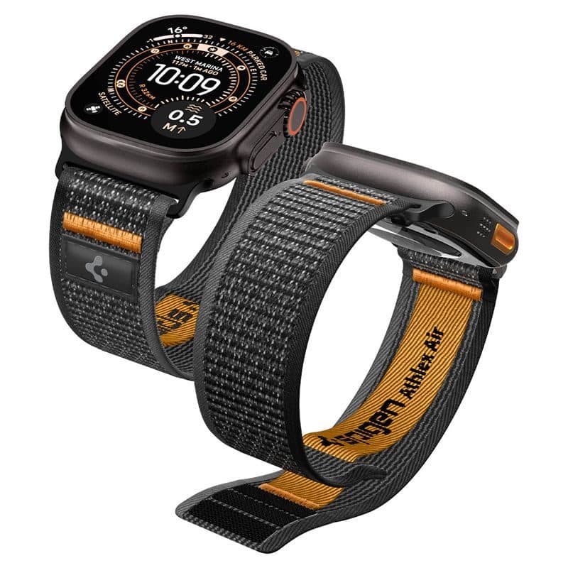 Текстилна каишка за Apple Watch 44мм, 45мм, 46мм, Ultra, Ultra 2, Ultra 3 49мм - Spigen Athlex Air 2 Watchband (оранжев)