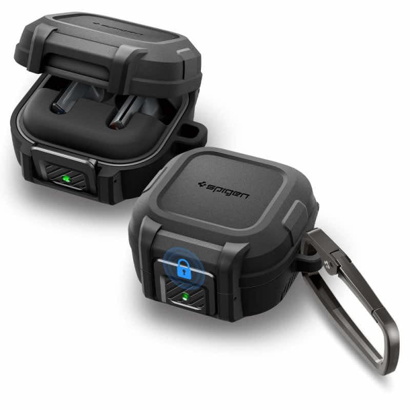 Хибриден удароустойчив кейс с карабинер за Samsung Galaxy Buds 4, Galaxy Buds 4 Pro - Spigen Lock Fit Case