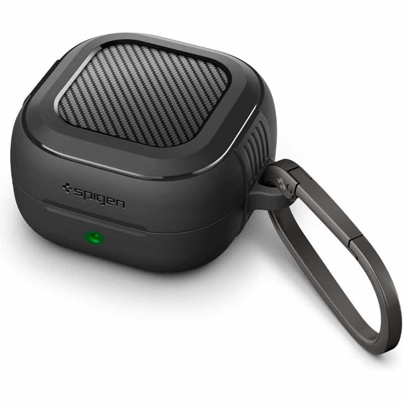 Силиконов удароустойчив кейс с карабинер за Samsung Galaxy Buds 4, Galaxy Buds 4 Pro - Spigen Rugged Armor Case