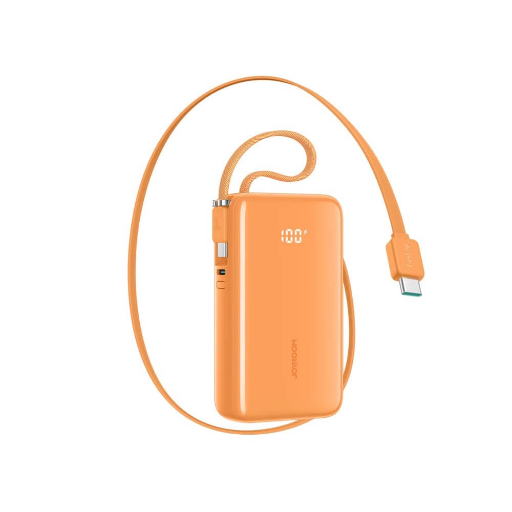 Външна батерия с вградени USB-C кабели и USB-C порт - Joyroom JR-PR2 Power Bank With USB-C Cables 35W 10000mAh (оранжев)