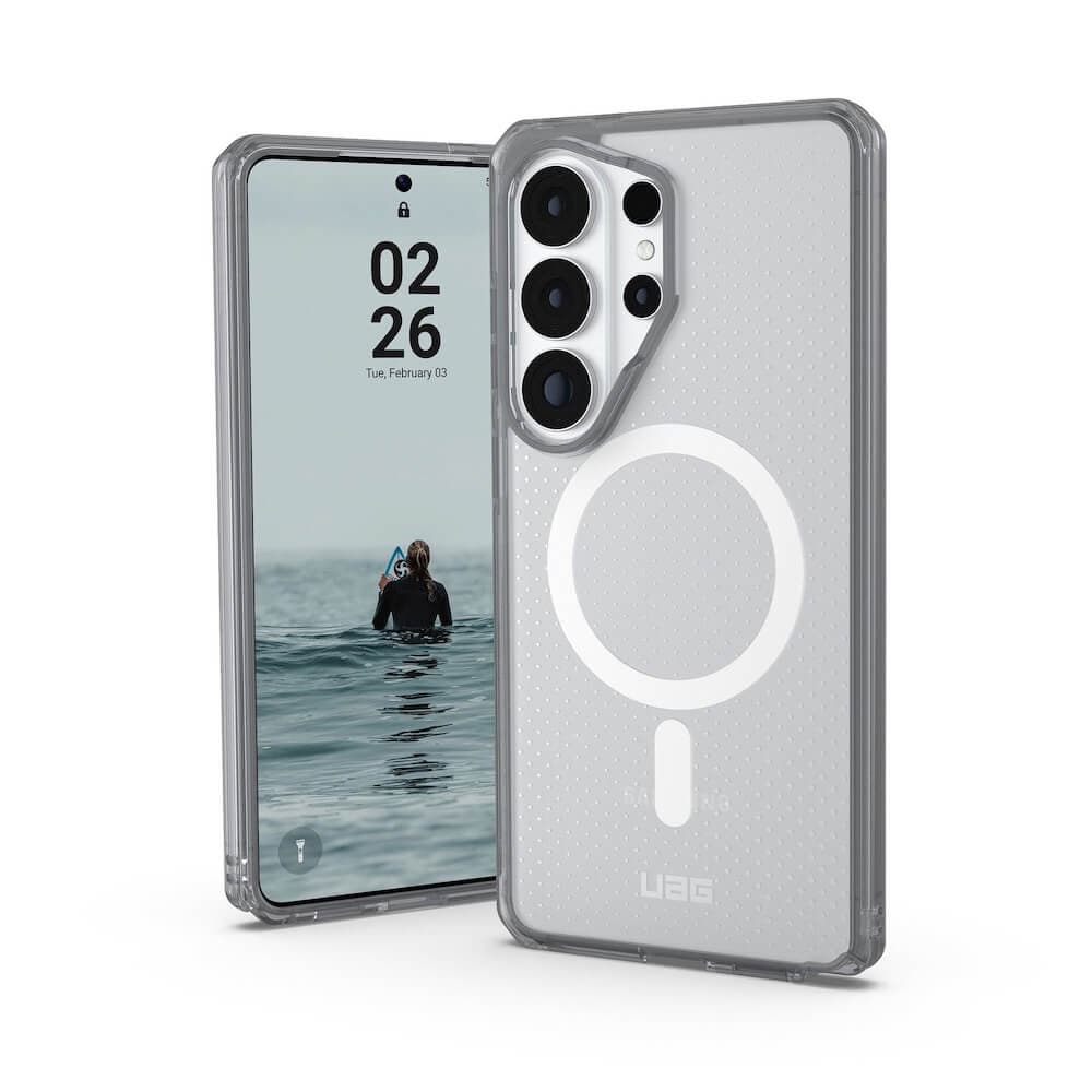 Удароустойчив хибриден кейс за Samsung Galaxy S26 Ultra - Urban Armor Gear Dot Magnetic Qi2 Case (прозрачен-сив)