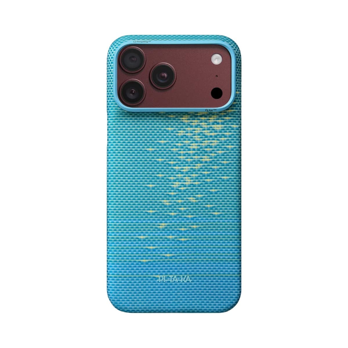 Кевларен кейс с MagSafe за iPhone 18 Pro Max, iPhone 17 Pro Max - Pitaka Edge Ultra-Slim Glints of Gold Lucid Blue Aramid Fiber Case