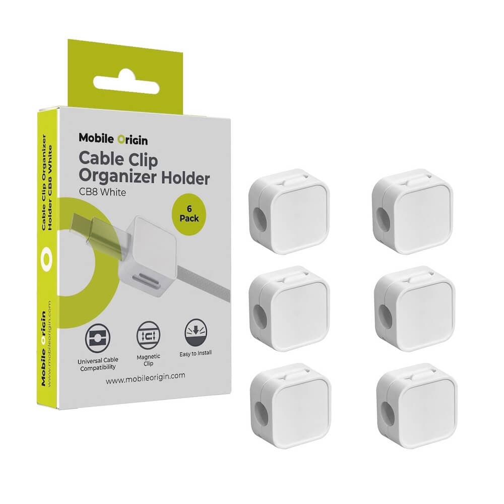 Комплект 6 броя магнитни органайзери за кабели - Mobile Origin CB8 Magnetic Cable Organizer 6 Pack (бял)