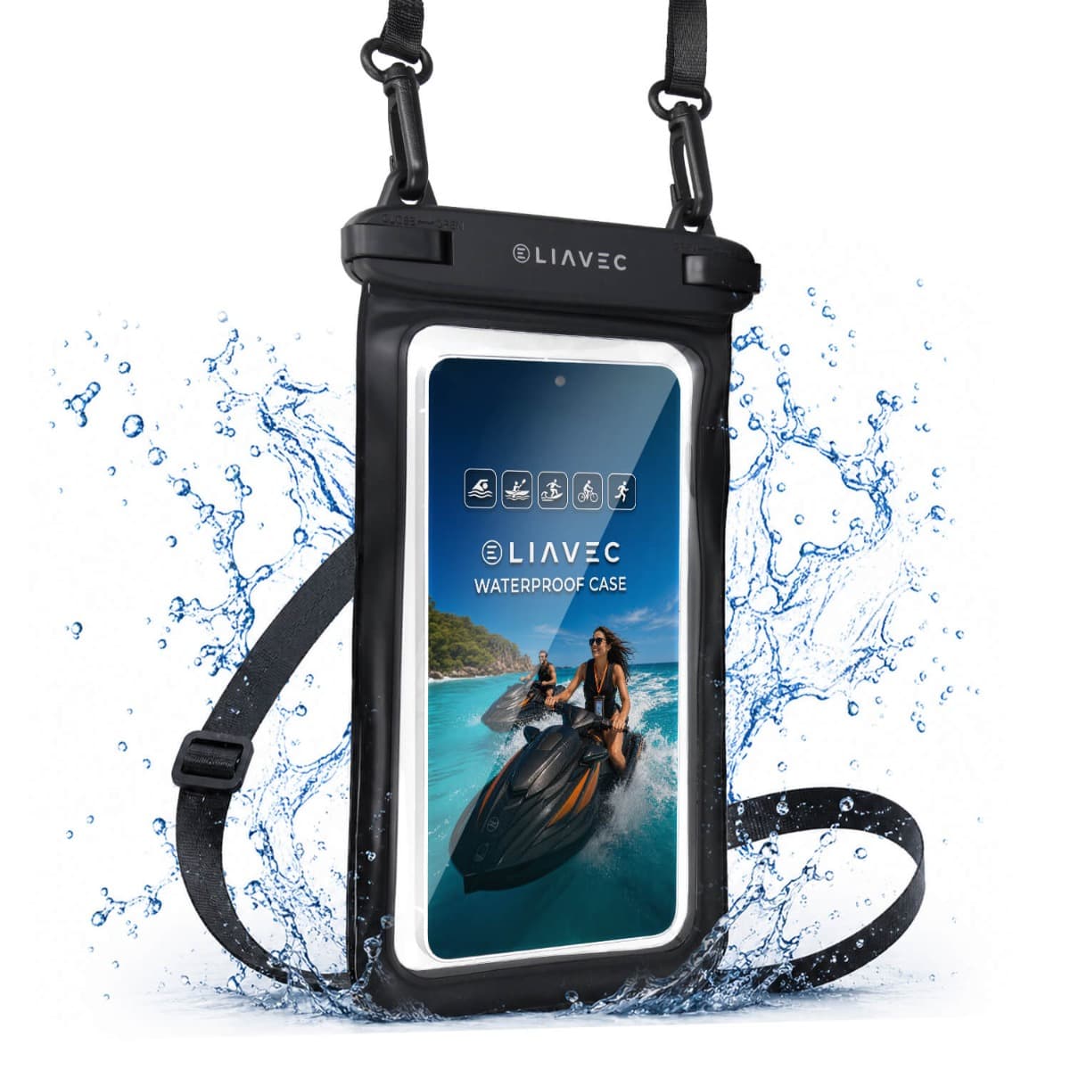 Универсален водоустойчив калъф за смартфони до 7 инча - Liavec Aqua Universal Waterproof Case IPX8 (черен)