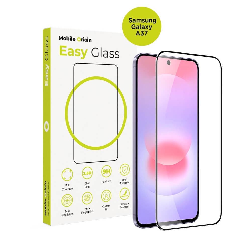 Стъклено защитно покритие за дисплея на Samsung Galaxy A37 5G - Mobile Origin EasyGlass Full Cover Tempered Glass (черен-прозрачен)