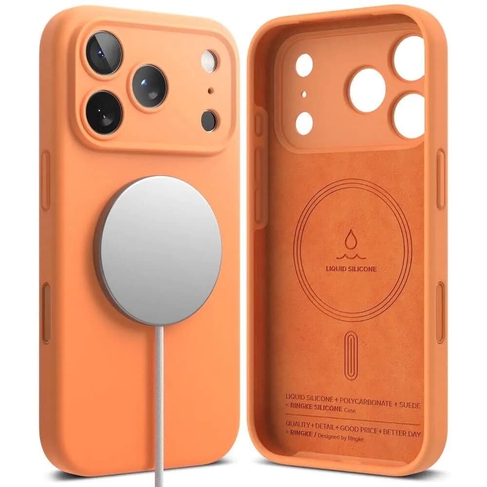 Силиконов (TPU) калъф с MagSafe за iPhone 17 Pro Max - Ringke Magnetic Soft Silicone Case (оранжев)