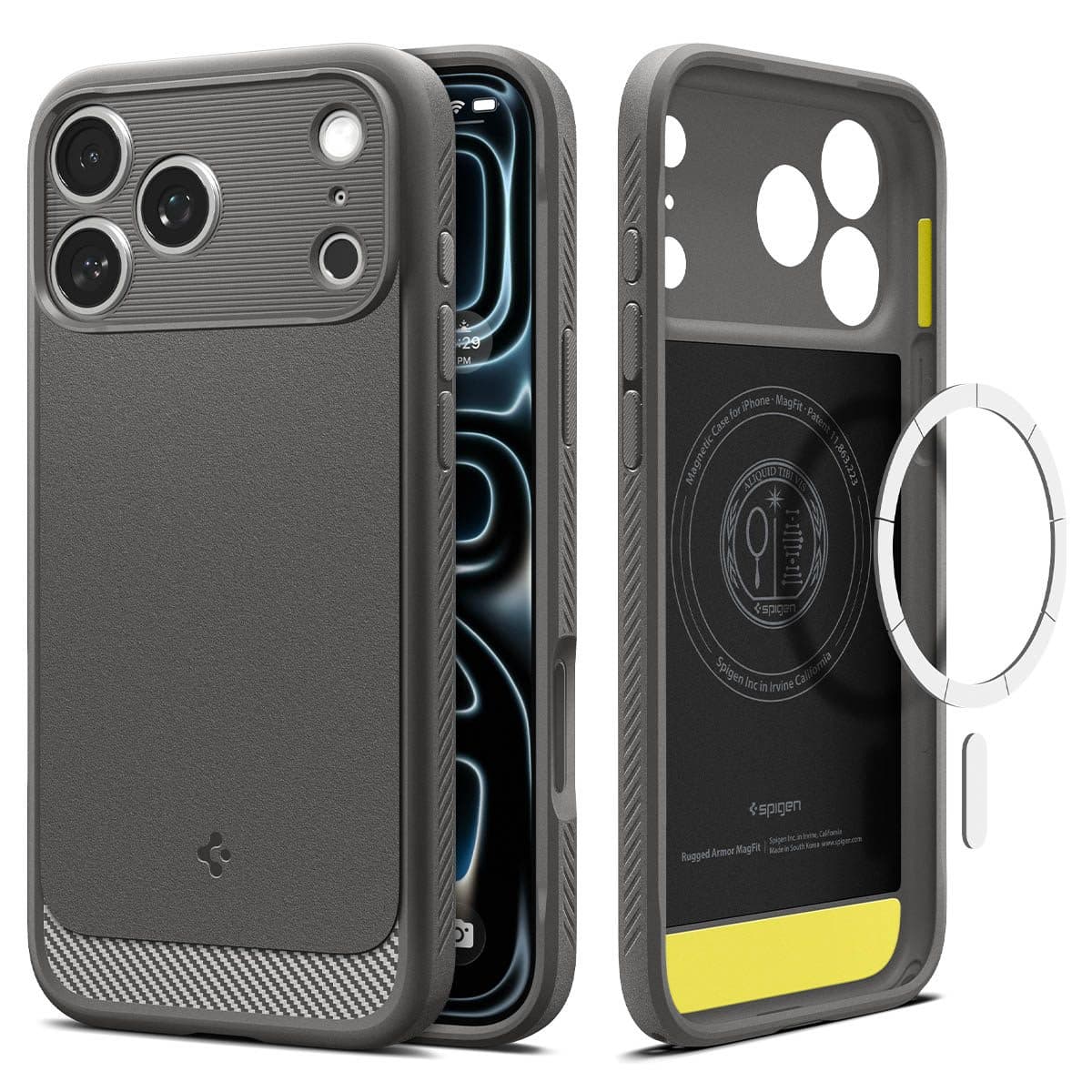 Удароустойчив силиконов (TPU) калъф с MagSafe за iPhone 18 Pro Max, iPhone 17 Pro Max - Spigen Rugged Armor MagSafe Case (сив)