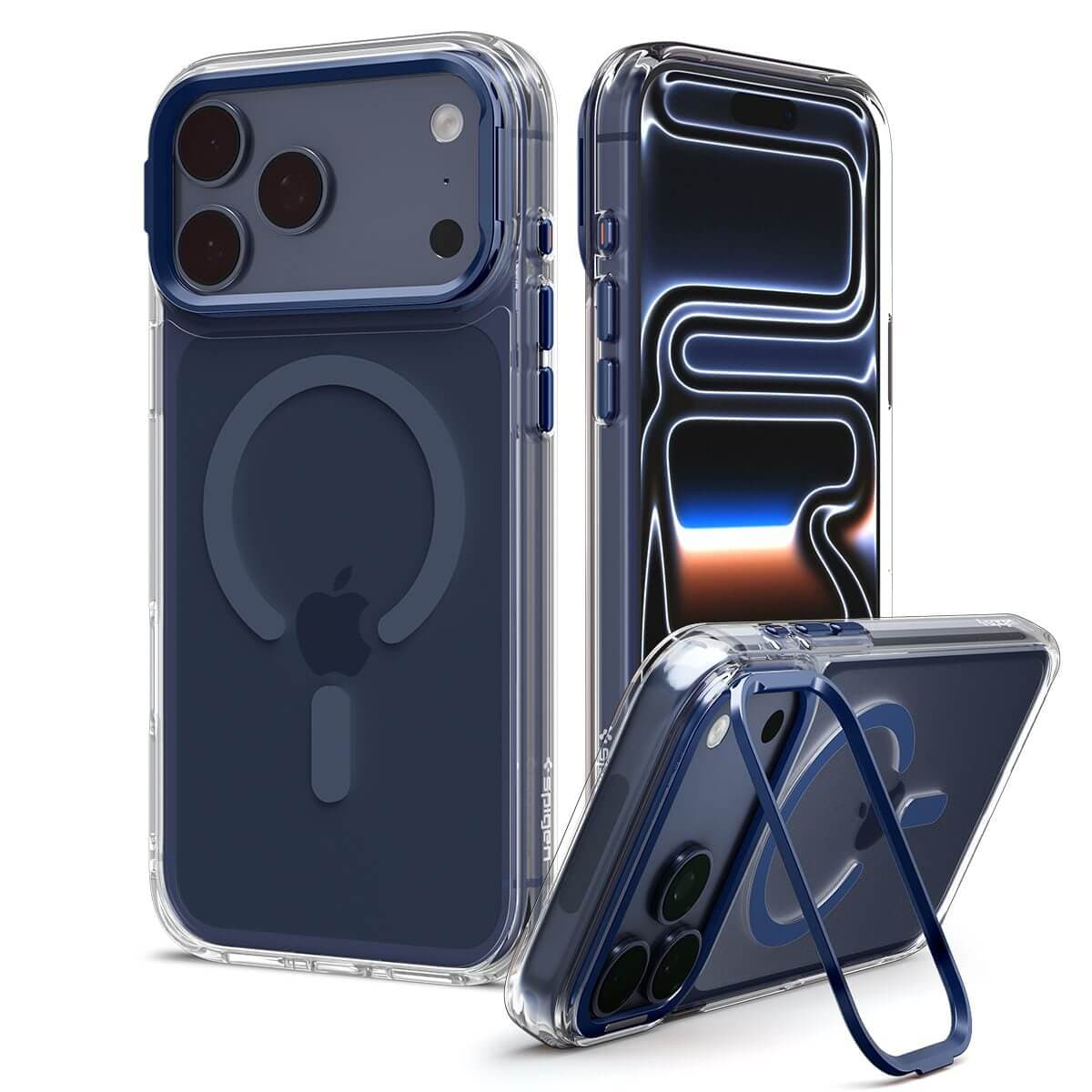 Хибриден кейс с висока степен на защита с MagSafe за iPhone 18 Pro, iPhone 17 Pro - Spigen Ultra Hybrid Optik S MagSafe (clear deep blue)