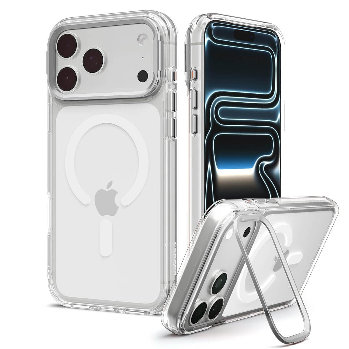Хибриден кейс с висока степен на защита с MagSafe за iPhone 18 Pro, iPhone 17 Pro - Spigen Ultra Hybrid Optik S MagSafe (clear silver)