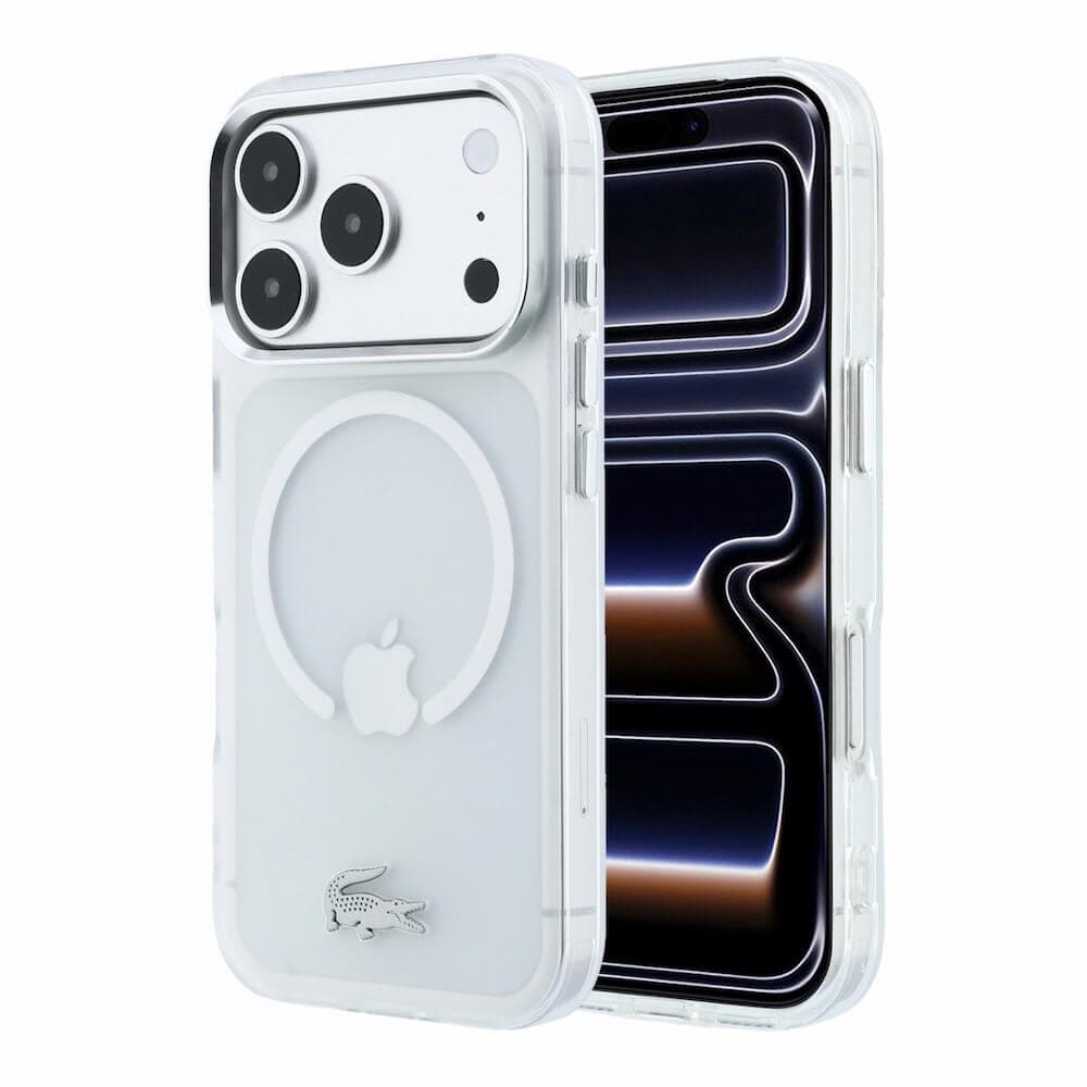 Хибриден удароустойчив кейс с MagSafe за iPhone 18 Pro Max, iPhone 17 Pro Max - Lacoste IML Frosted Metal Logo MagSafe Case (transparent)