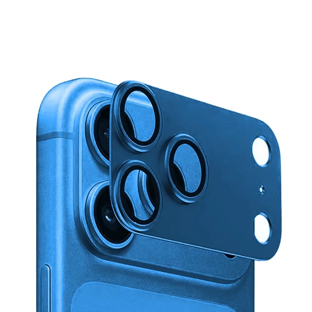 Предпазни стъклени лещи с цяла метална плочка за камерата на iPhone 18 Pro - Sunix Camera Lens Module Protector (blue)