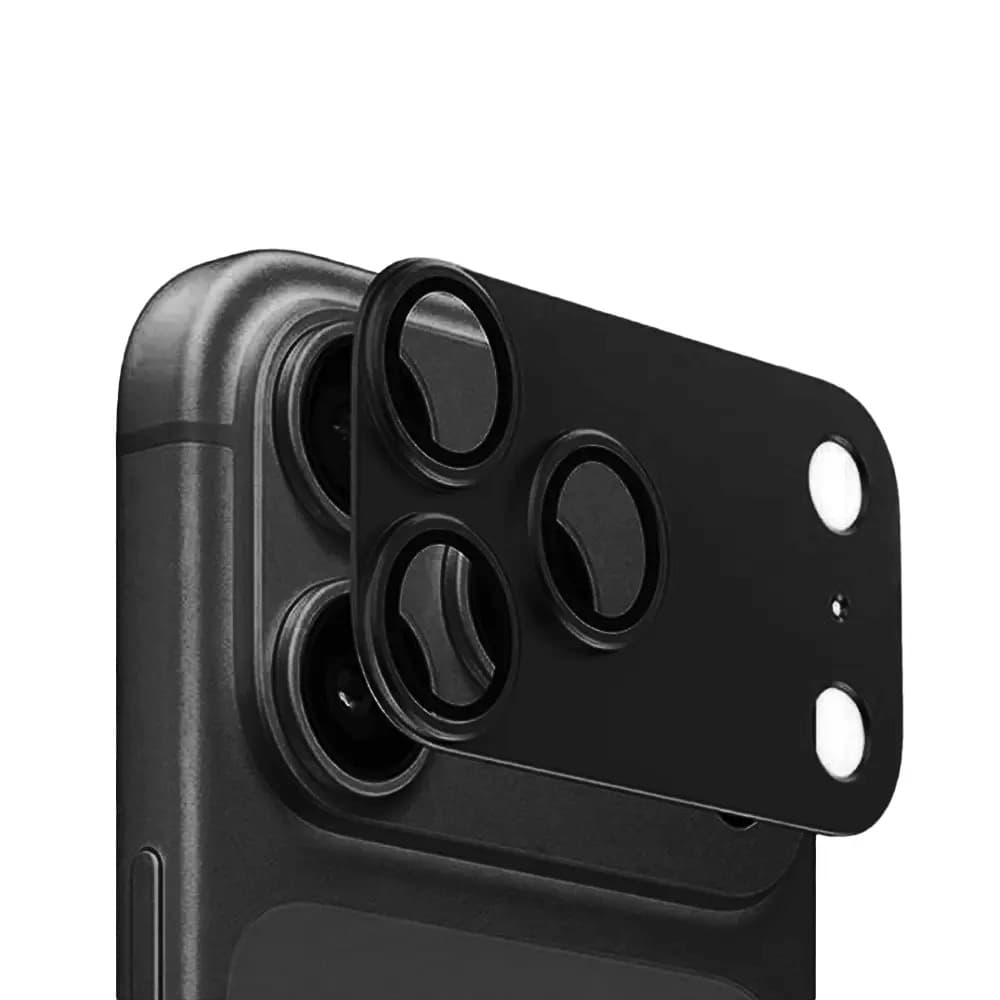 Предпазни стъклени лещи с цяла метална плочка за камерата на iPhone 18 Pro Max - Sunix Camera Lens Module Protector (Black)
