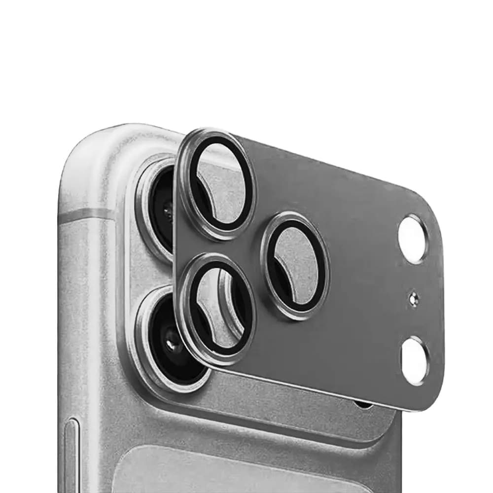 Предпазни стъклени лещи с цяла метална плочка за камерата на iPhone 18 Pro Max - Sunix Camera Lens Module Protector (Silver)