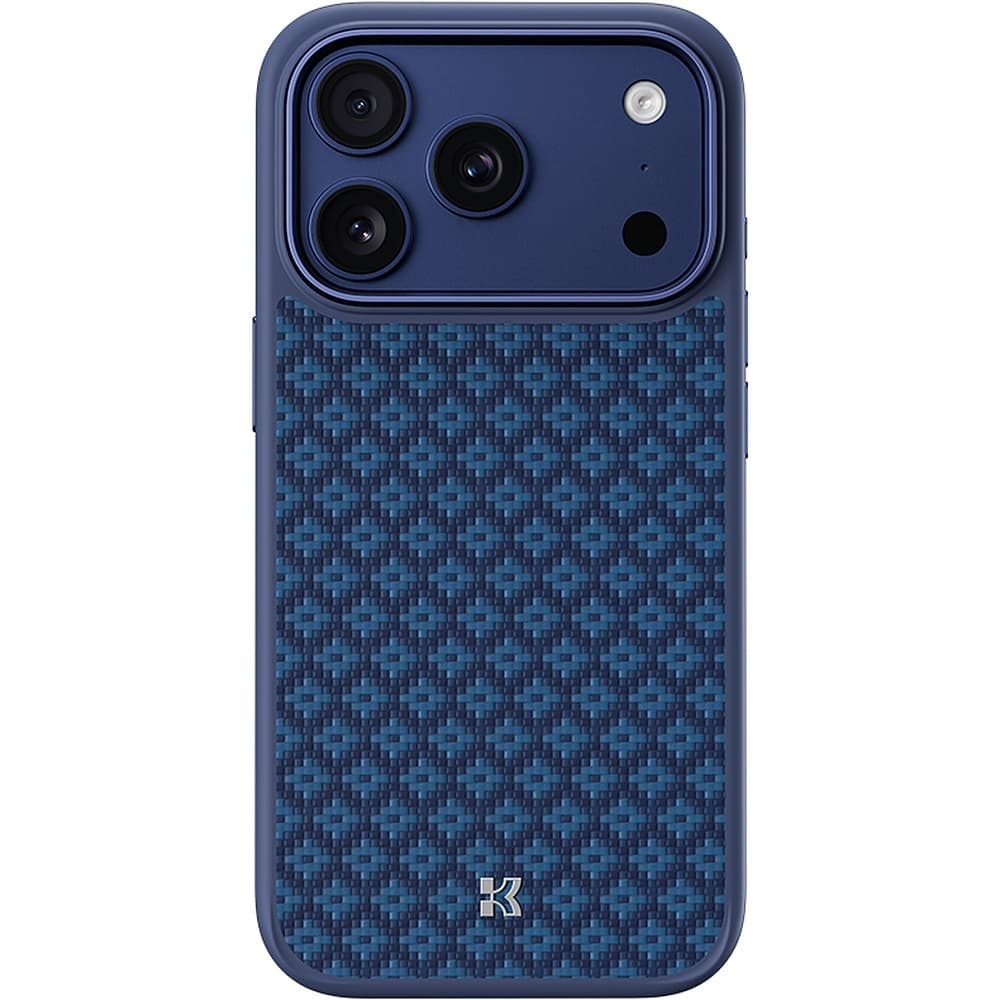 Удароустойчив кевларен кейс с MagSafe за iPhone 18 Pro, iPhone 17 Pro - Benks Magnetic Armor Pro Armor Grid Kevlar Case Metal Frame 600D (dark blue)