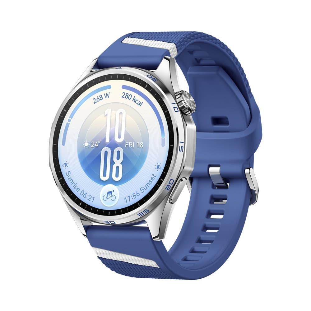 Смарт часовник Huawei Watch GT 7 в комплект със слушалки FreeBuds SE 4 ANC White, 46mm, 1.47" (3.73cm) AMOLED дисплей, Bluetooth, сензор за сърдечен ритъм и температура, барометър, 5ATM водоустойчивост, до 21 дни време на работа, син