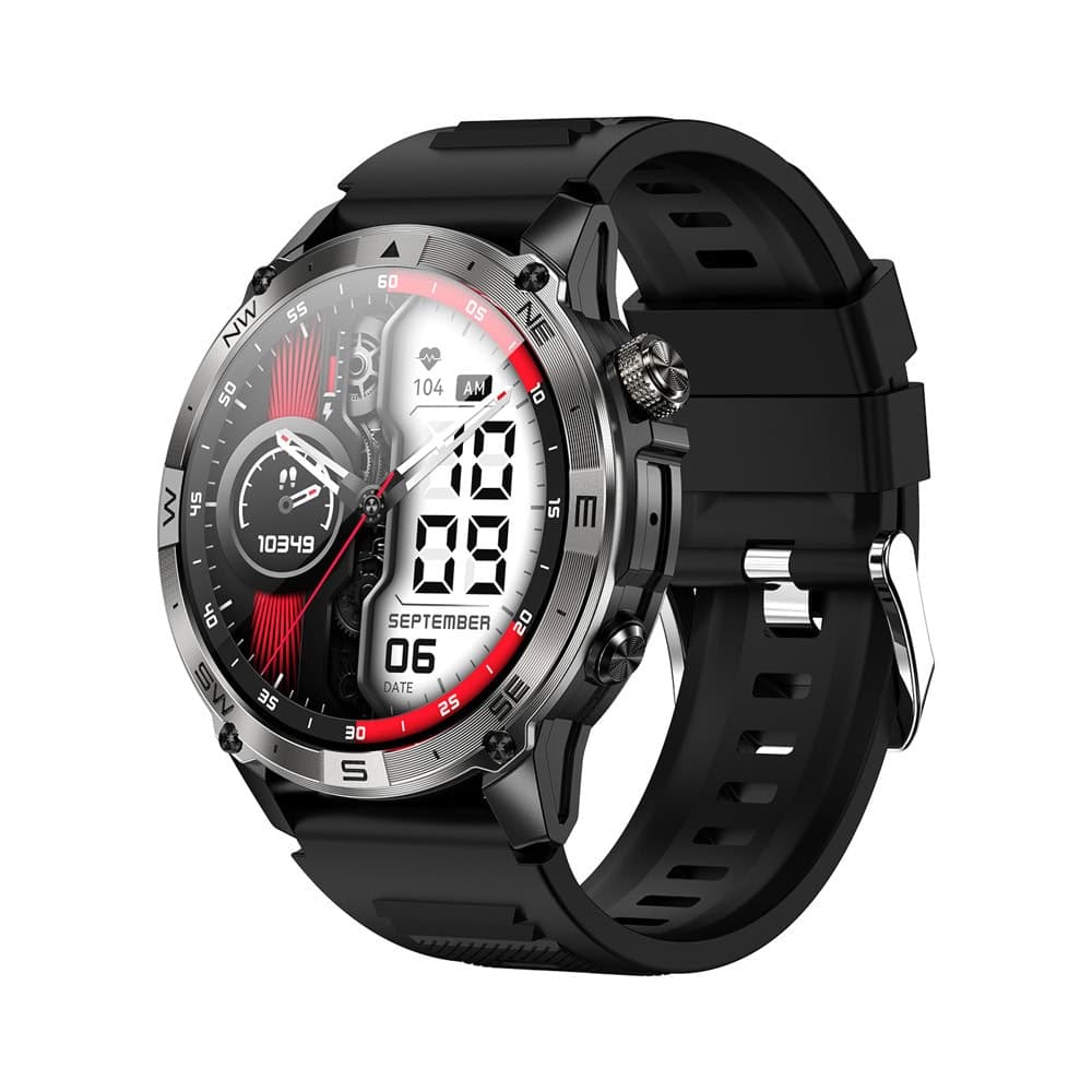 Смарт часовник Xmart HK08, 1.43" (3.63cm) AMOLED дисплей, Bluetooth, сензор за следене на сърдечен ритъм и кислород в кръвта, крачкомер, IP67 защита, до 5 дни живот на батерията, прогноза за времето, спортни режими, черен