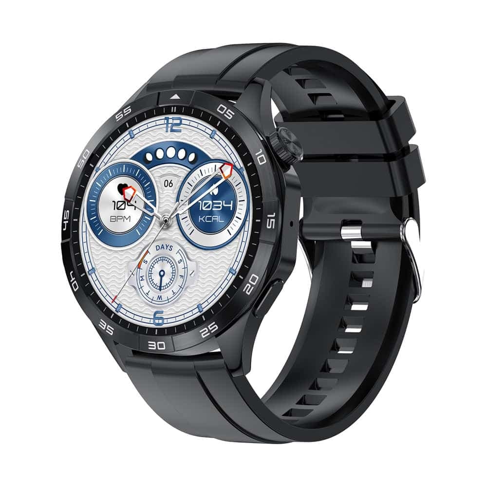 Смарт часовник Lemfo HK4, 1.43" (3.63cm) дисплей, Bluetooth, сензор за следене на сърдечен ритъм и сън, крачкомер, IP68 защита, до 7 дни живот на батерията, спортни режими, черен