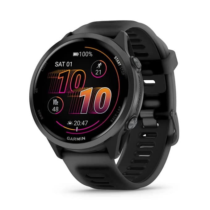 Смарт часовник Garmin Forerunner 570, 47mm, 1.4" (3.55cm) AMOLED дисплей, Bluetooth/Wi-Fi, сензор за околна светлина, акселерометър, 5ATM водоустойчивост, до 11 дни време на работа, черен