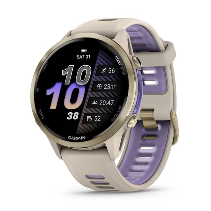 Смарт часовник Garmin Forerunner 970, 1.4" (3.55cm) AMOLED дисплей, Bluetooth/Wi-Fi, барометър, акселерометър, пулсомер, 5ATM водоустойчивост, до 15 дни време на работа, златист
