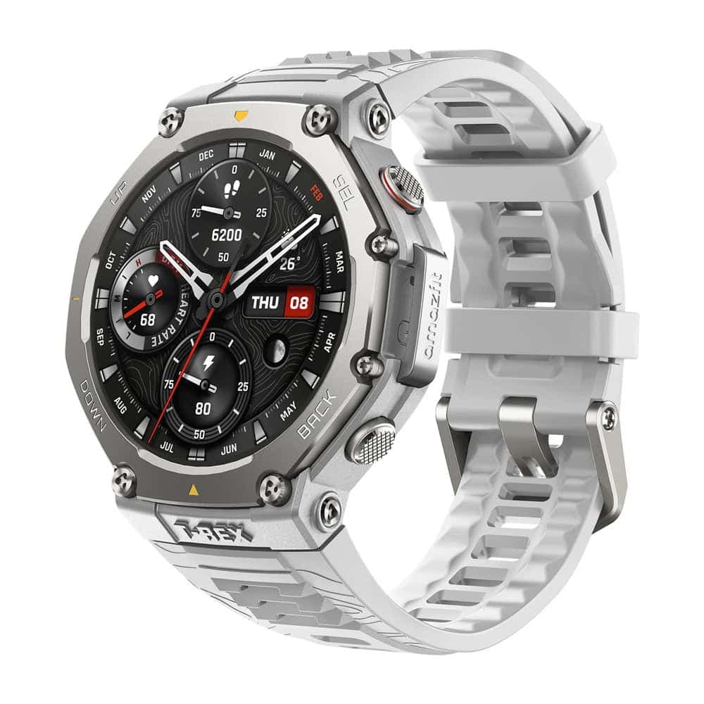 Смарт часовник Amazfit T-Rex 3, 1.5" (3.81cm) AMOLED дисплей, Gorilla Glass, Bluetooth, Wi-Fi, барометър, сензор за околна светлина и температура, 10АТМ водоустойчивост, до 27 дни живот на батерията, 177 спортни режима, сив