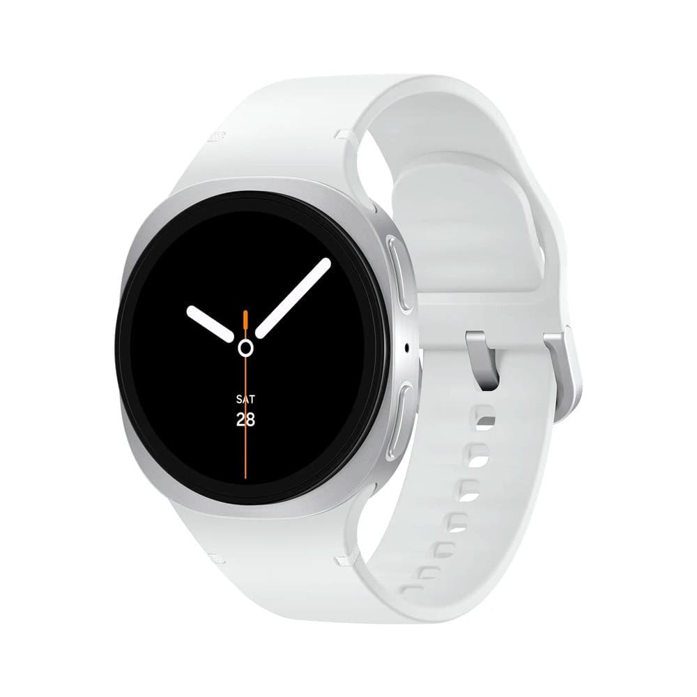 Смарт часовник Samsung Galaxy Watch8 40mm Silver (SM-L320NZSAEUB), 1.3" (3.3cm) Super AMOLED дисплей, Bluetooth, Wi-Fi, акселерометър, барометър, следене на кръвно налягане, 5 ATM водоустойчивост, до 40 часа живот на батерията, сребрист