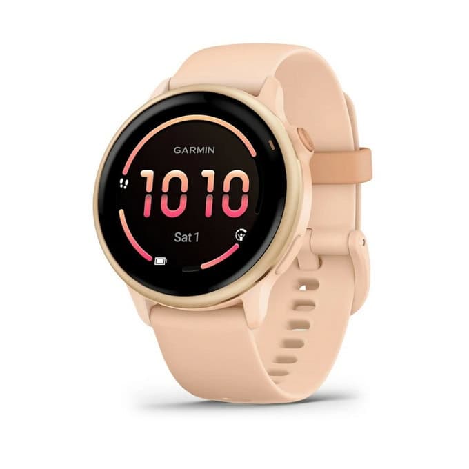 Смарт часовник Garmin Vivoactive 6 Metallic Pink Dawn, 1.2" (3.05cm) AMOLED дисплей, Bluetooth, GPS, компас, оксиметър, 5ATM водоустойчивост, розов