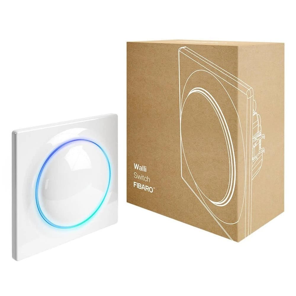Смарт превключвател Fibaro Walli Switch FGWDSEU-221, за стена, включване/изключване на осветление, Z-Wave радио протокол, бял