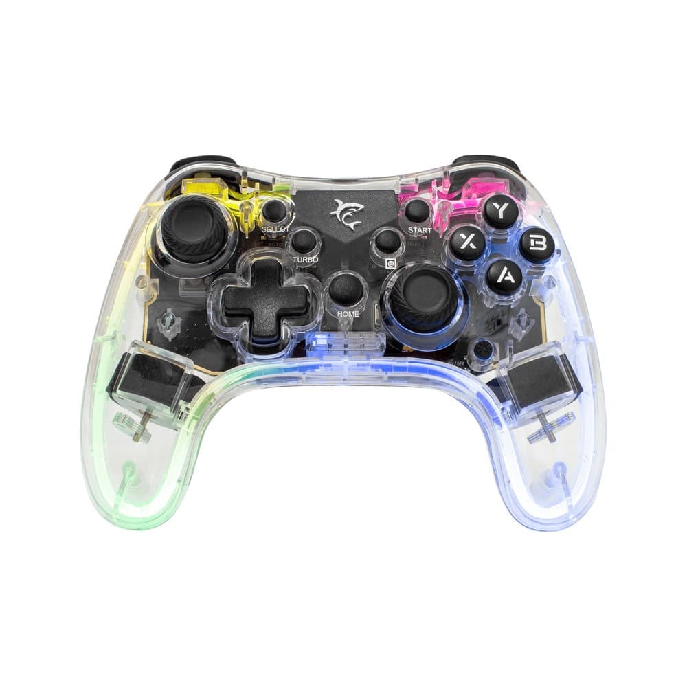Геймпад White Shark Legion, безжичен/жичен, Bluetooth, USB-C, за PC/PS4/PS3/iOS/Android, прозрачен