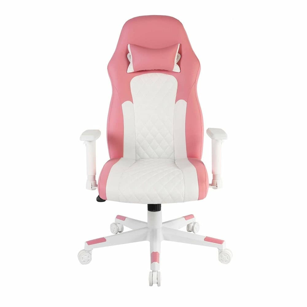 Геймърски стол RFG Amaze, до 130kg, люлеещ механизъм, регулиране наклона на облегалката, розово-бял