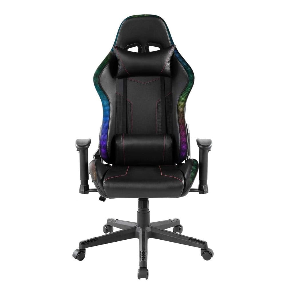 Геймърски стол RFG West, до 130kg, лумбална опора, RGB подсветка, черен