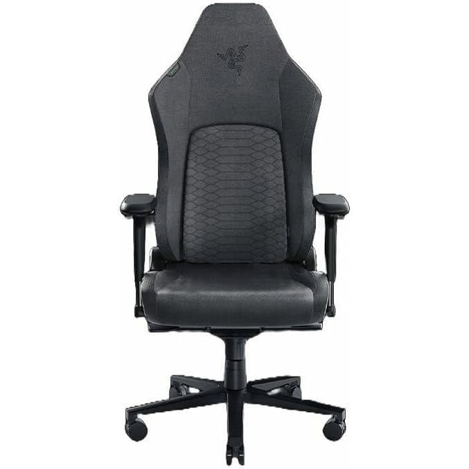 Геймърски стол Razer Iskur V2 Dark Gray (RZ38-04900300-R3G1), до 130kg, текстил, метална рамка, регулируеми подлакътници, регулируема облегалка, лумбална опора, сив