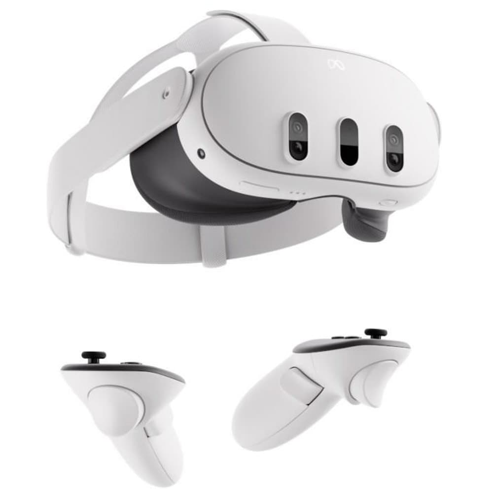 Очила за виртуална реалност Oculus Quest 3 512GB, безжични, Dual LCD (2064x2208 на око) дисплей, Quest 3 (6dof) контролери, Wi-Fi, USB, за PC, бели