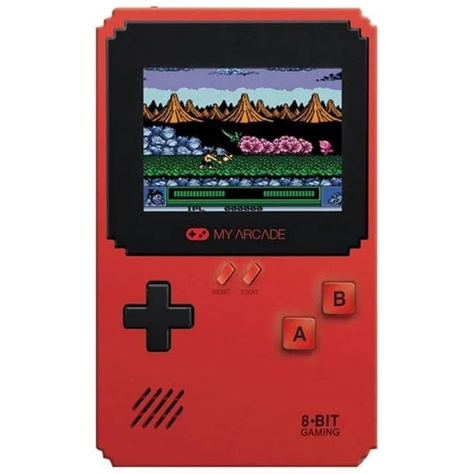 Мини конзола My Arcade Data East 300+ Pixel Classic, 2.5" цветен екран, преносима, 300+ вградени игри, червена