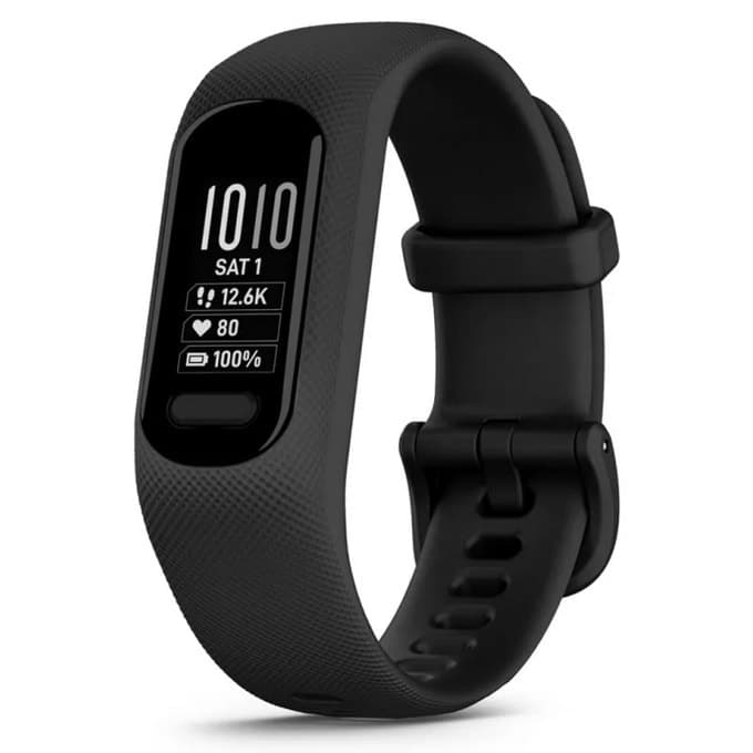 Смарт гривна Garmin vivosmart 5 Black Small, 0.41" x 0.73" (1.05 x 1.85cm) OLED дисплей, до 7 дни време на работа, Bluetooth, пулсоксиметър, черна