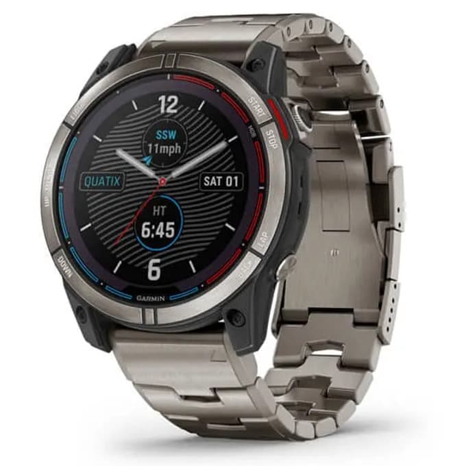 Смарт часовник Garmin quatix® 7X Solar 010-02541-61, 1.4" (3.55 cm) трансфлективен MIP дисплей, Bluetooth, Wi-Fi, ANT+, 32GB вградена памет, 10 ATM водоустойчив, LED фенерче, до 16 часа време на работа, титаниев