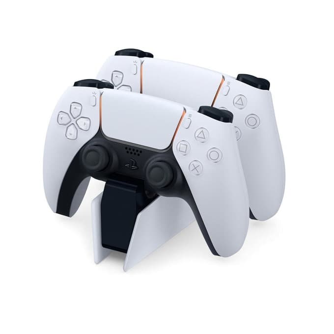 Поставка за зареждане на геймпад DualSense, Sony PlayStation DualSense Charging Station, съвместимо с геймпад Sony DualSense, за 2 геймпада, бяло