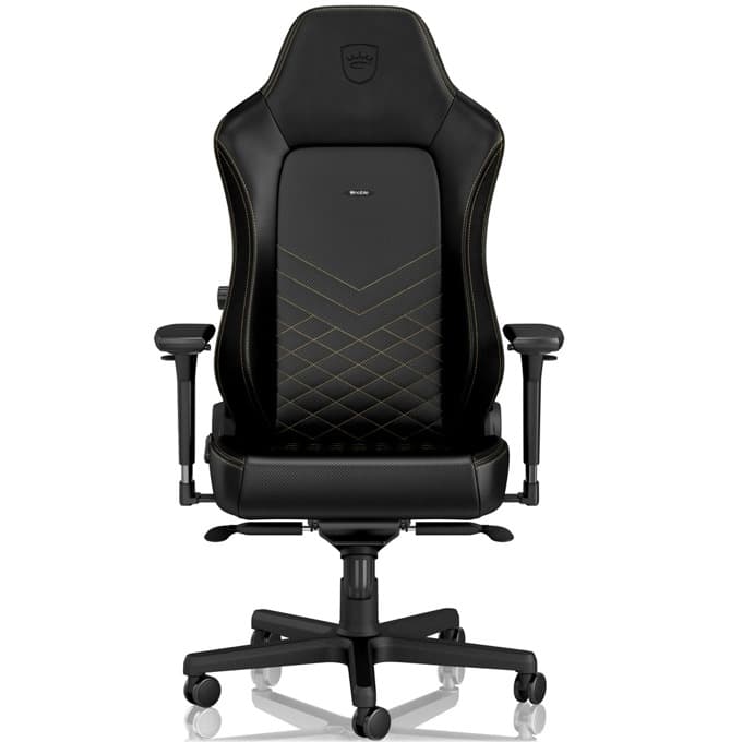 Геймърски стол noblechairs HERO (NBL-HRO-PU-GOL), изкуствена кожа, до 150кг макс. тегло, черен