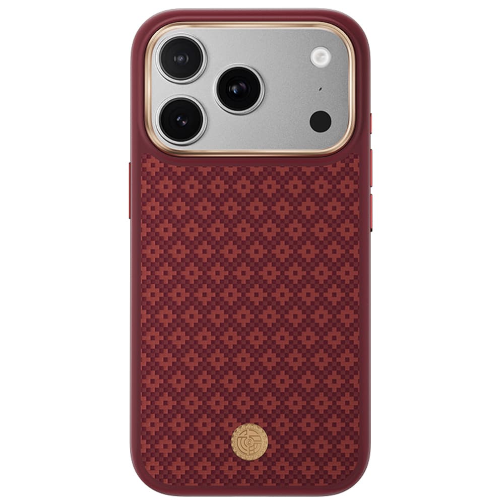 Удароустойчив кевларен кейс с MagSafe за iPhone 18 Pro Max, iPhone 17 Pro Max - Benks Magnetic Armor Pro Armor Grid Kevlar Metal Frame 600D Camera Control Button Case (red)