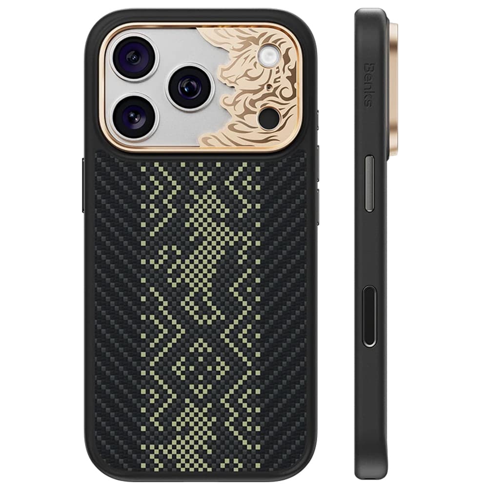 Кевларен кейс с MagSafe за iPhone 18 Pro, iPhone 17 Pro - Benks Armor Pro Knight Kevlar Metal Frame Case With Camera Control Button (black)