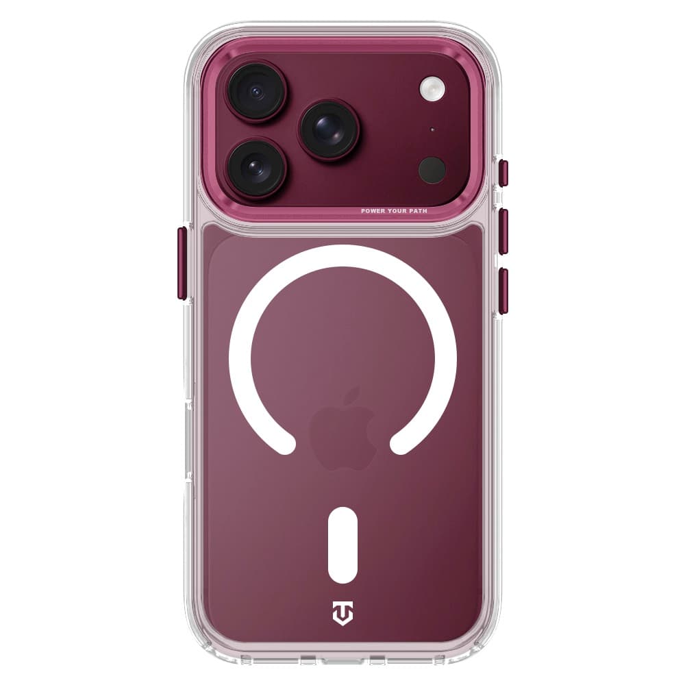 Хибриден удароустойчив кейс с MagSafe за iPhone 18 Pro Max, iPhone 17 Pro Max - Tactical MagForce 2.0 Cover (прозрачен-бордо)