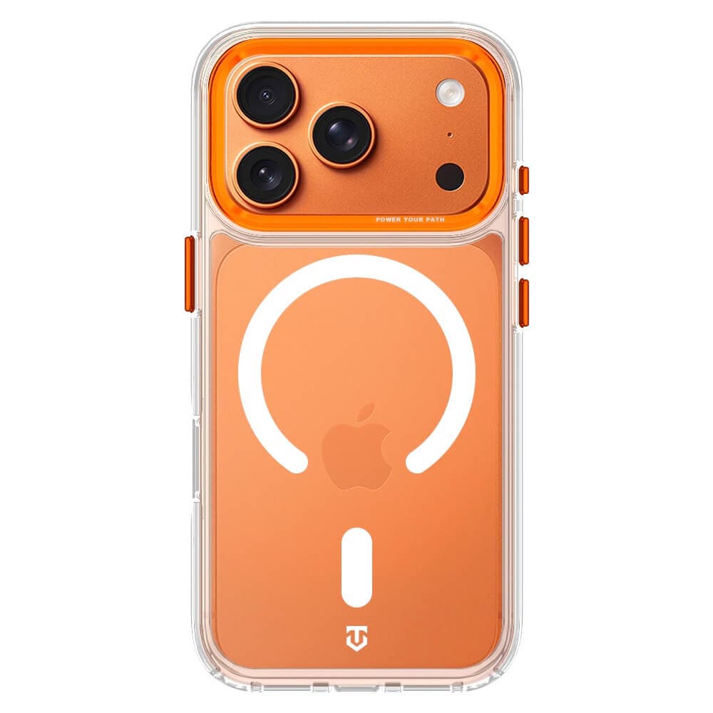 Хибриден удароустойчив кейс с MagSafe за iPhone 18 Pro Max, iPhone 17 Pro Max - Tactical MagForce 2.0 Cover (прозрачен-оранжев)