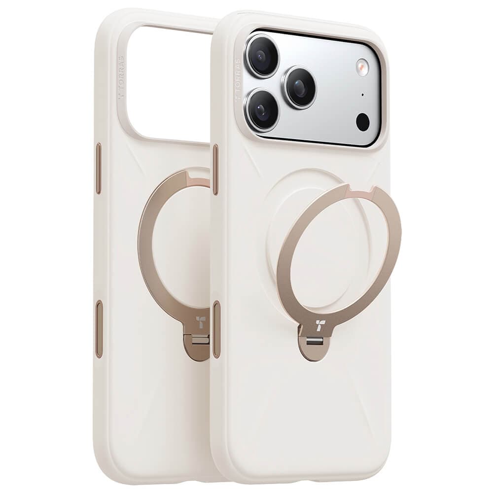 Силиконов (TPU) калъф с вградена поставка и MagSafe за iPhone 18 Pro, iPhone 17 Pro - Torras Ostand Q3 Silicone MagSafe Case (white)