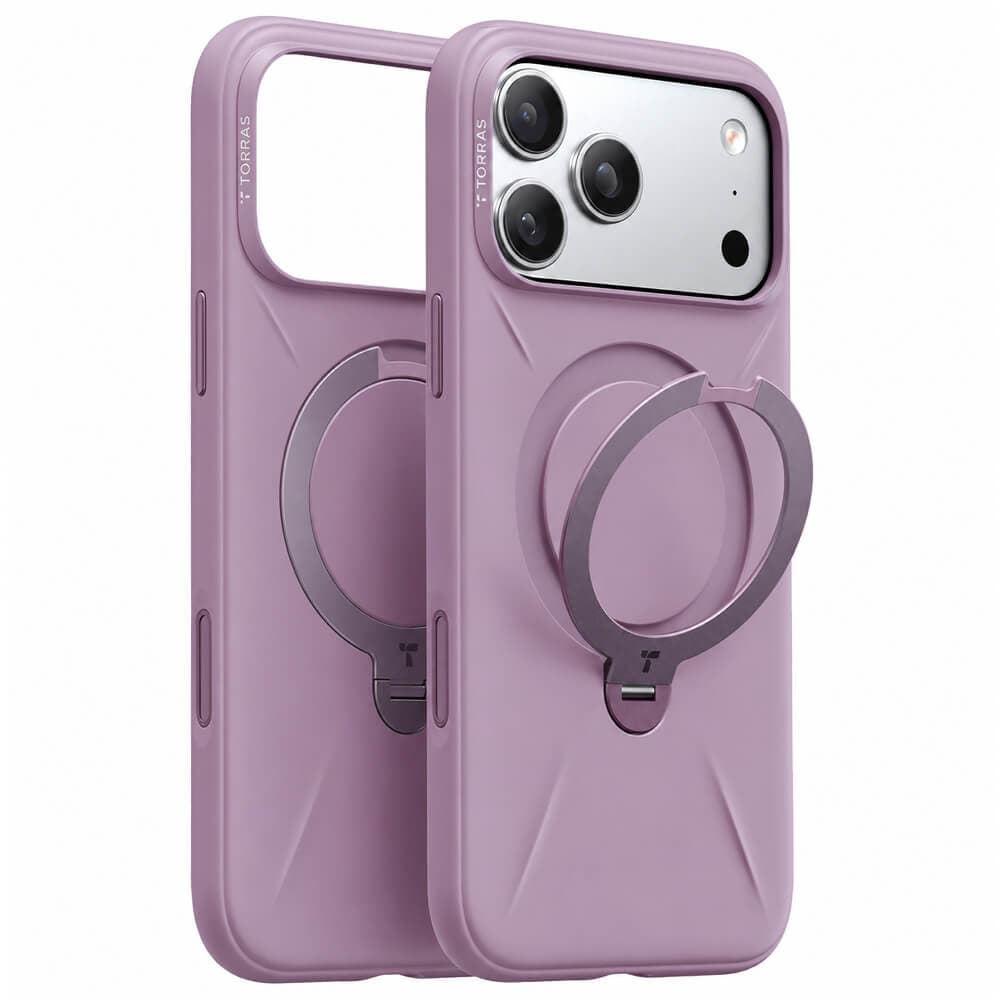 Силиконов (TPU) калъф с вградена поставка и MagSafe за iPhone 18 Pro, iPhone 17 Pro - Torras Ostand Q3 Silicone MagSafe Case (purple)