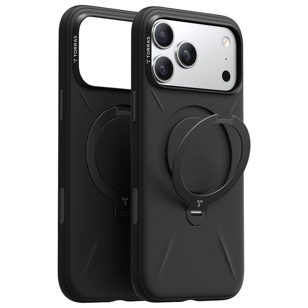 Силиконов (TPU) калъф с вградена поставка и MagSafe за iPhone 18 Pro Max, iPhone 17 Pro Max - Torras Ostand Q3 Silicone MagSafe Case (black)