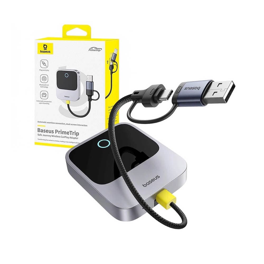 Безжичен адаптер за Apple CarPlay - Baseus Prime Trip Wireless CarPlay Adapter (C10745100813-00) (grey)